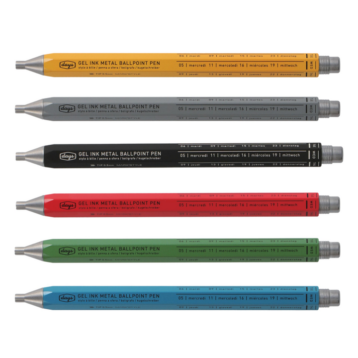 Mark's - Days Gel Metal - Bolígrafo de gel 0,5  varios colores (13,7 cm)