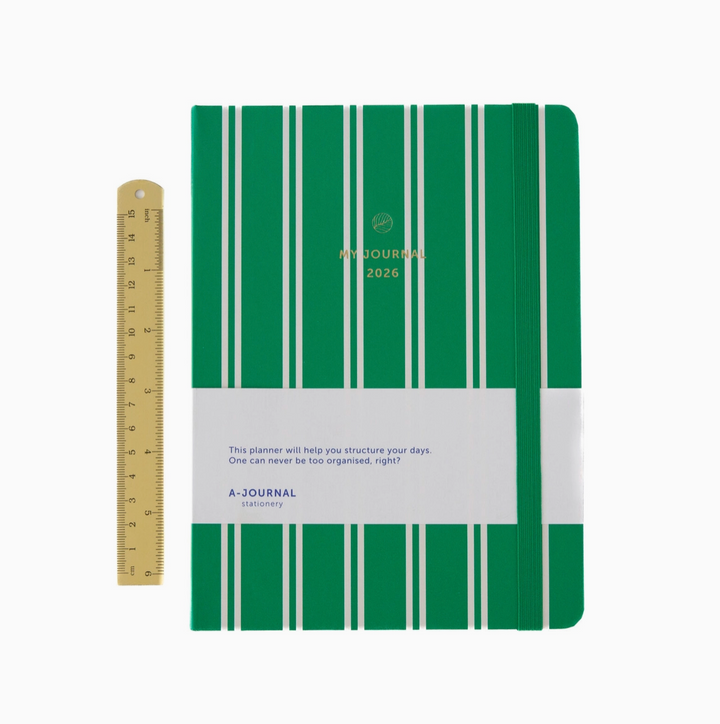 A-Journal - My Journal Stripes Green 2026 - Agenda Semanal A5 (16 x 21,5 cm)