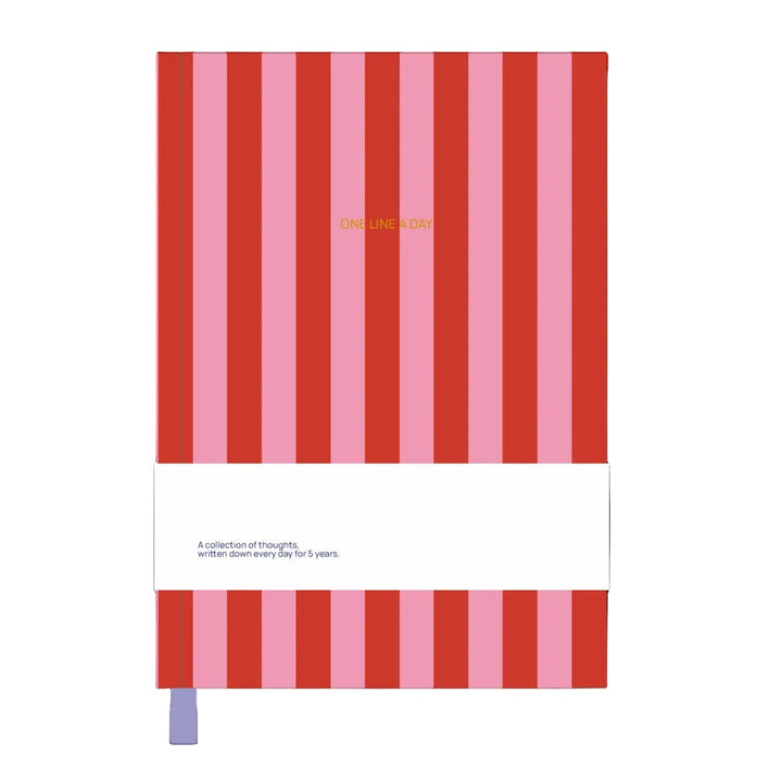 A-Journal - Journal d'une ligne par jour Stripes Pink - Journal de réflexions B6 (13 x 19 cm)