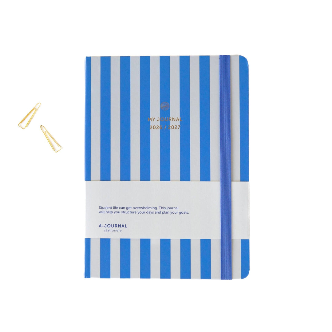 A-Journal - School Diary Stripes Blue - Agenda scolaire 26-27 semainier A5 (16 x 21,5 cm)