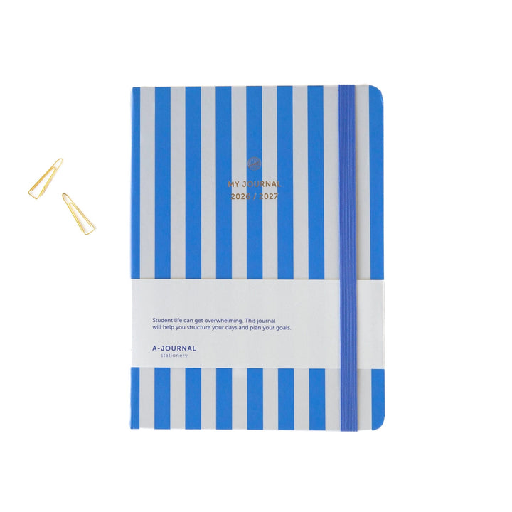 A-Journal - School Diary Stripes Blue - Agenda scolaire 26-27 semainier A5 (16 x 21,5 cm)