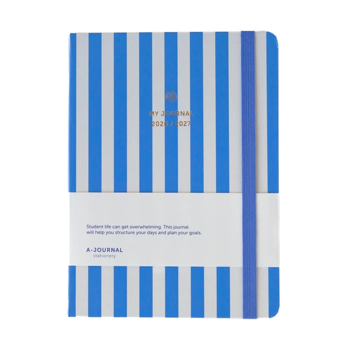 A-Journal - School Diary Stripes Blue - Agenda scolaire 26-27 semainier A5 (16 x 21,5 cm)