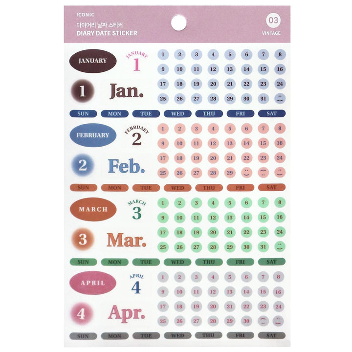 Iconic – Diary Date Sticker – Autocollants (12 x 16 cm)