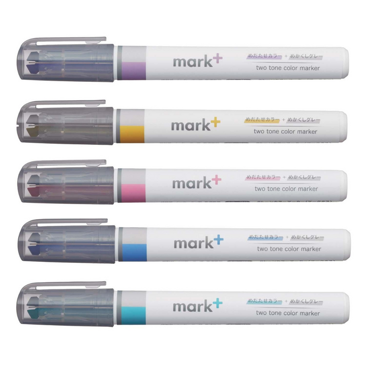 Kokuyo – 2 Tone Color Marking Pen Gray Type – Subrayadores con doble punta de dos colores (13,1 cm)