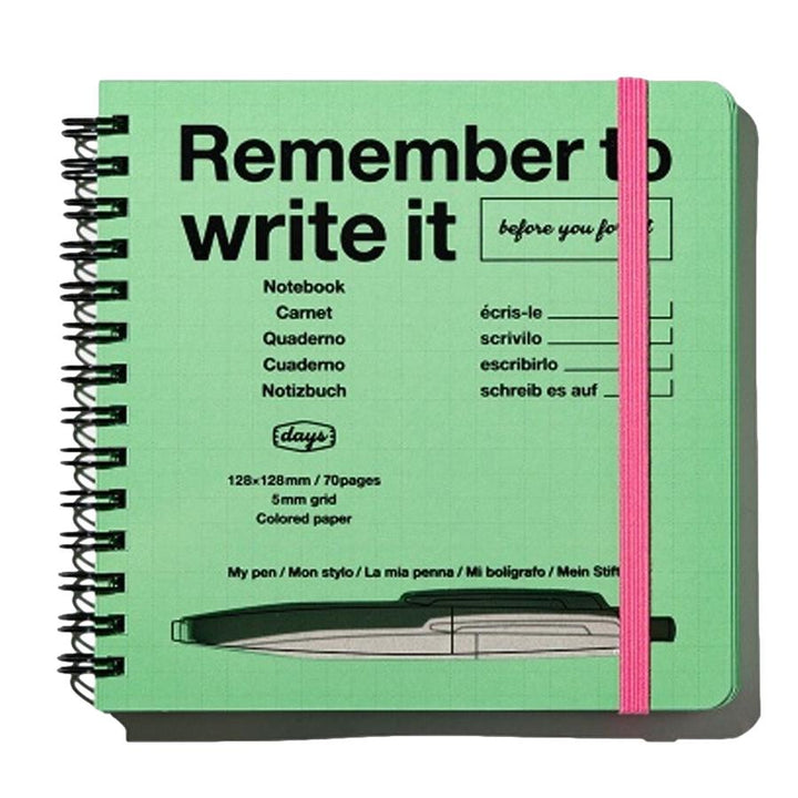 Mark’s – Remember to Write – Cahier à Carreaux Vert (15,5 x 11,5 cm)