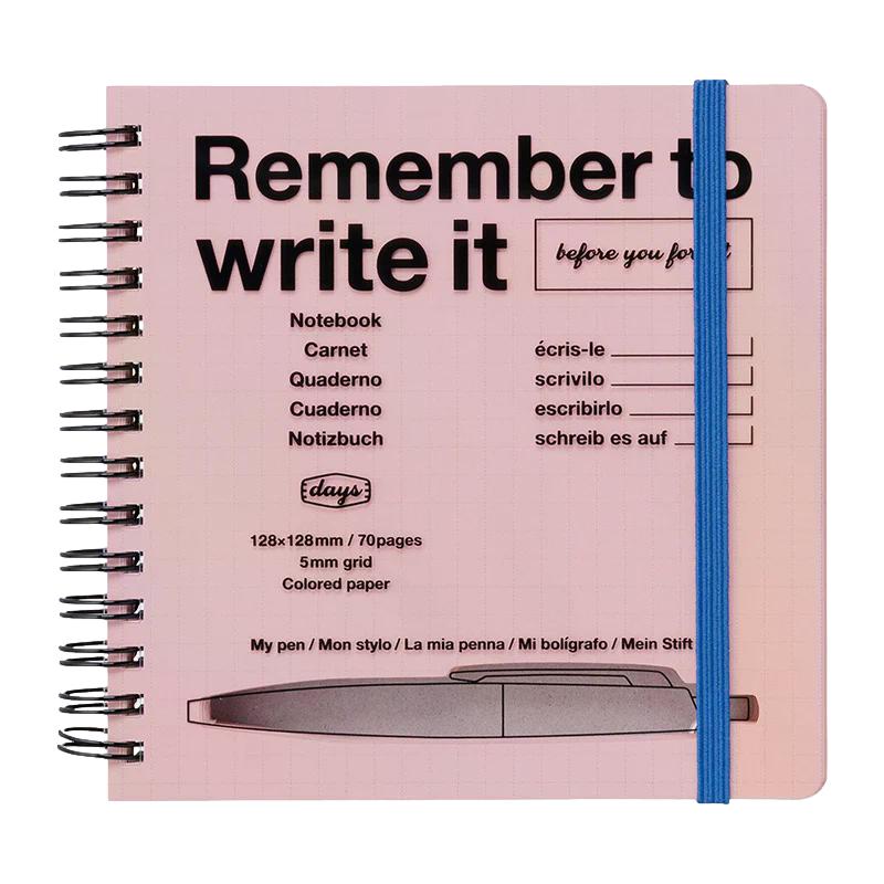 Mark’s – Remember to Write – Cuaderno Cuadriculado Rosa  (15,5 x 11,5 cm)