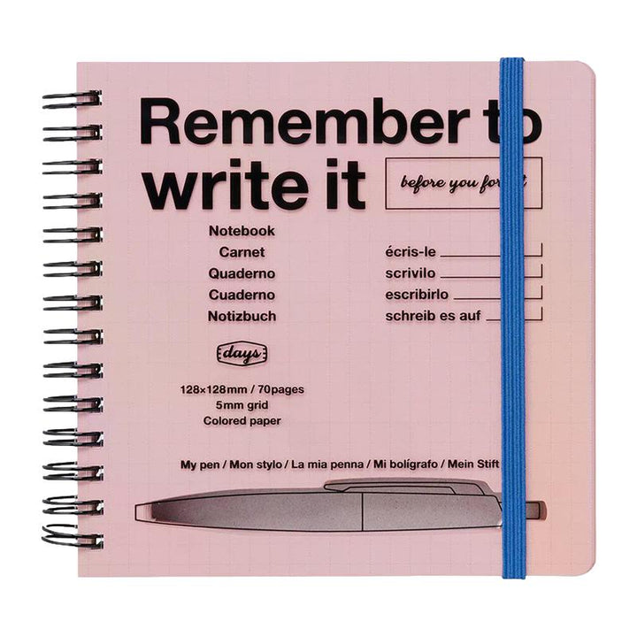 Mark’s – Remember to Write – Cuaderno Cuadriculado Rosa  (15,5 x 11,5 cm)