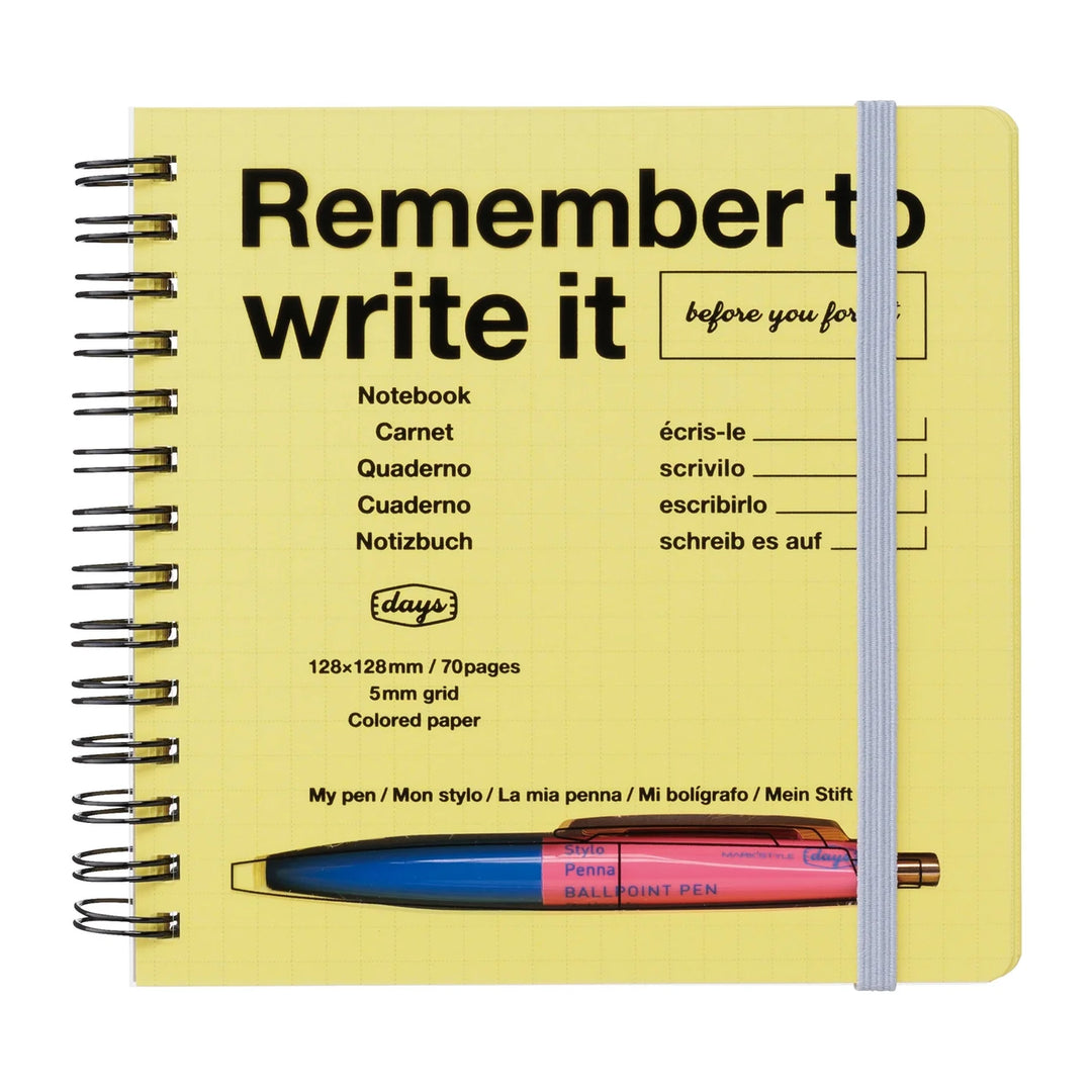 Mark’s – Remember to Write – Cahier à Carreaux Jaune (15,5 x 11,5 cm)