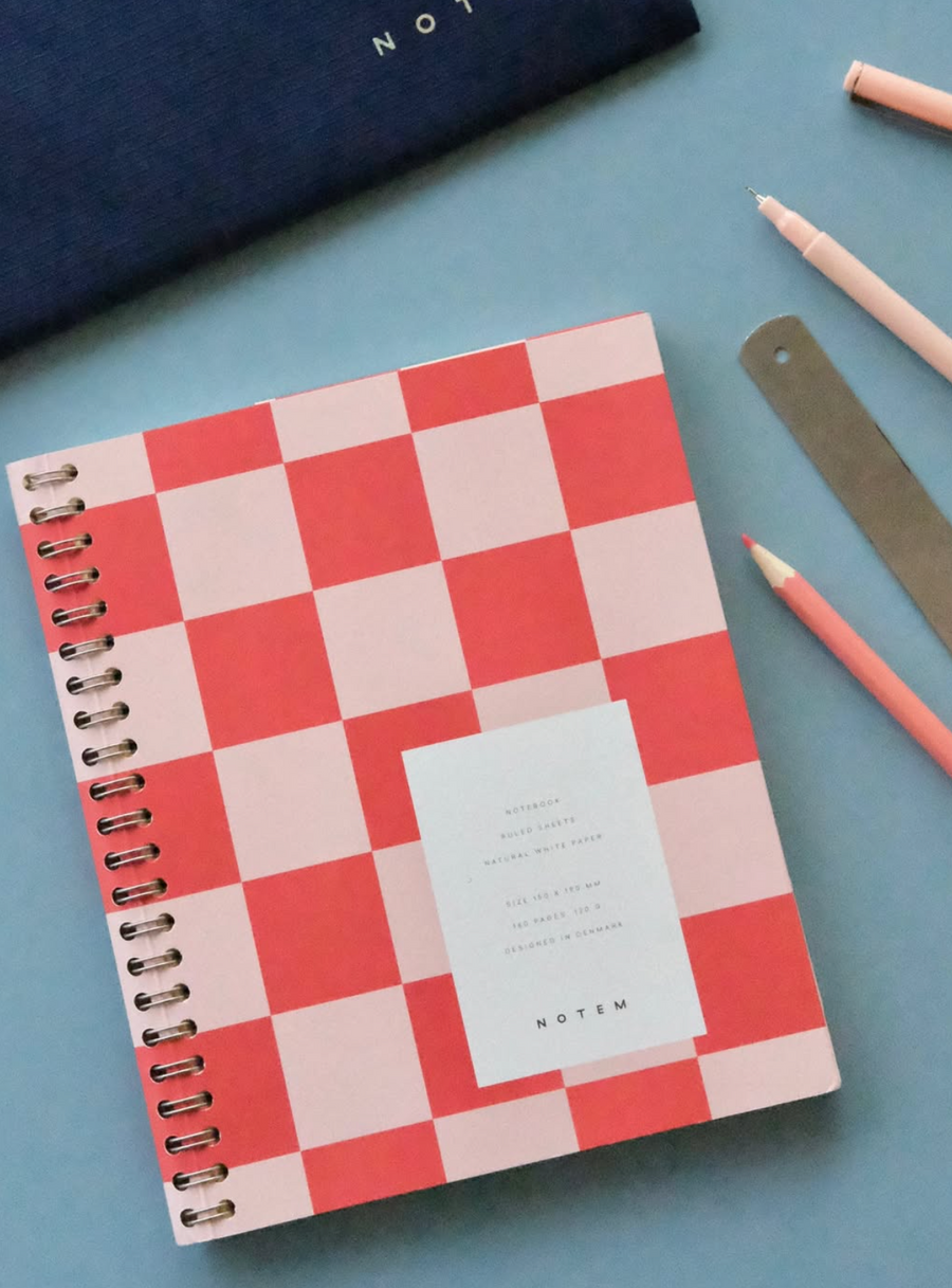 Notem Studio – Nela Orange Check – Lined and Plain Notebook A5 (15 x 1 ...