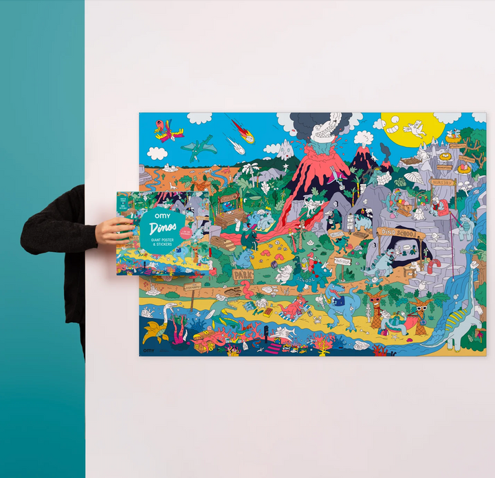 OMY – Dinos – Giant Poster with Stickers B1 (70 x 100 cm)
