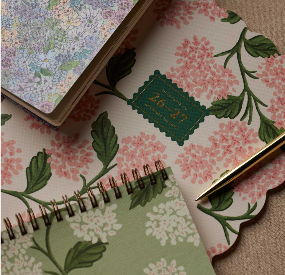 Rifle Paper Co - Agenda Mensual 26 -27 Pink Hydrange A4 (19,7 × 24,8 cm)