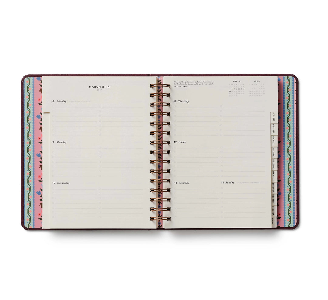 Rifle Paper Co - Agenda Semanal 26 -27 Covered Spiral Book Club B5 (17,1 × 21 cm)