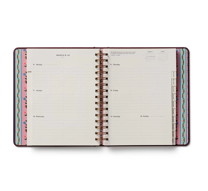 Rifle Paper Co - Agenda Semanal 26 -27 Covered Spiral Book Club B5 (17,1 × 21 cm)