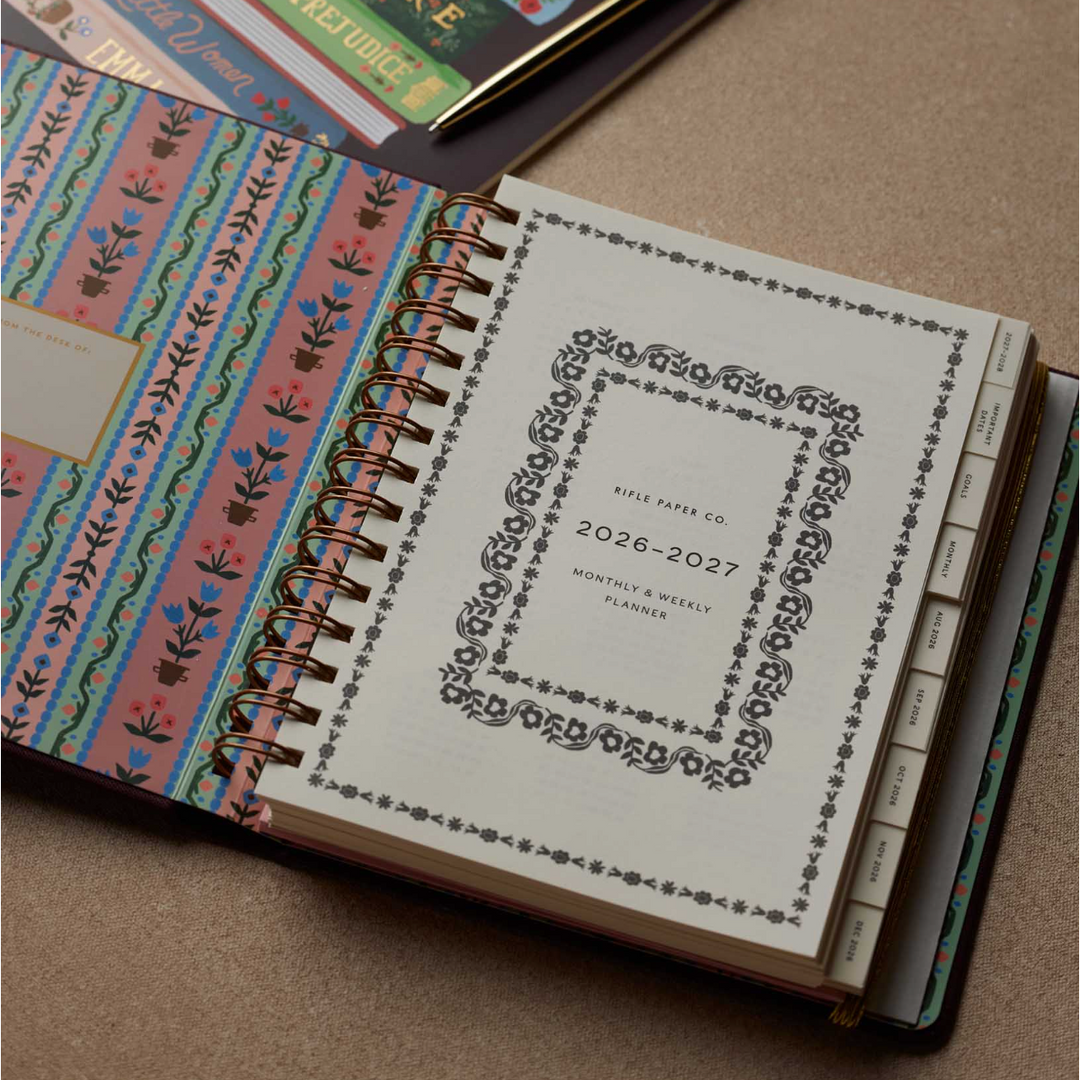 Rifle Paper Co - Agenda Semanal 26 -27 Covered Spiral Paisley B5 (17,1 × 21 cm)