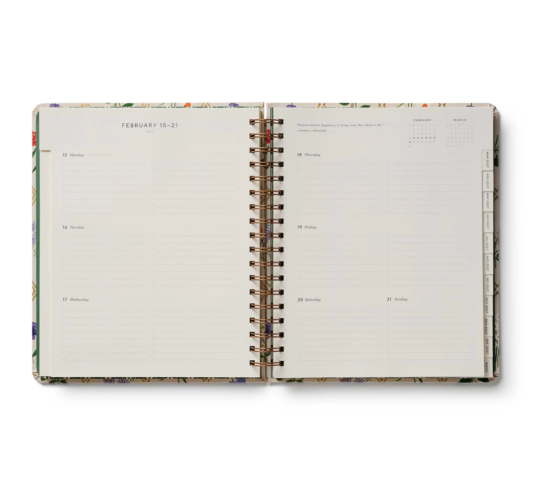 Rifle Paper Co - Agenda Semanal 26 -27 Spiral Garden Study A4 (21,6 × 25,4 cm)
