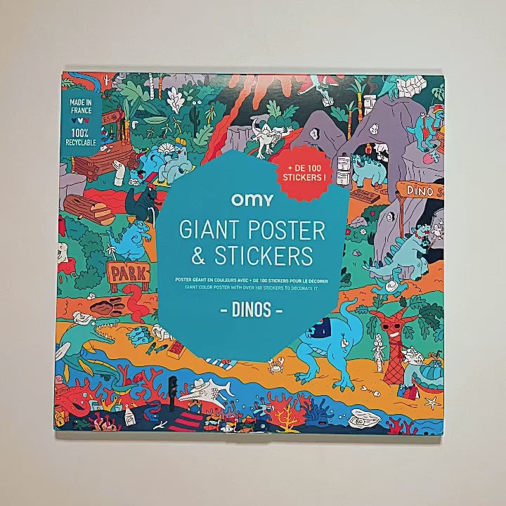 OMY – Dinos – Póster Gigante con pegatinas  B1 (70 x 100 cm)