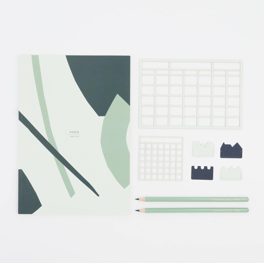 Maison Bonne Nouvelle – PAPER – Cuaderno Verde Malla de puntos B5 (17,6 x 25 cm)