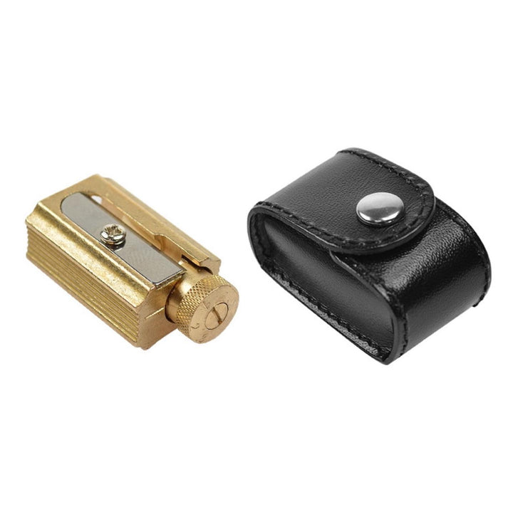 DUX - Sacapuntas regulable en latón - Funda de piel