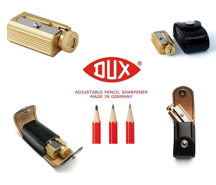 DUX - Sacapuntas regulable en latón - Funda de piel