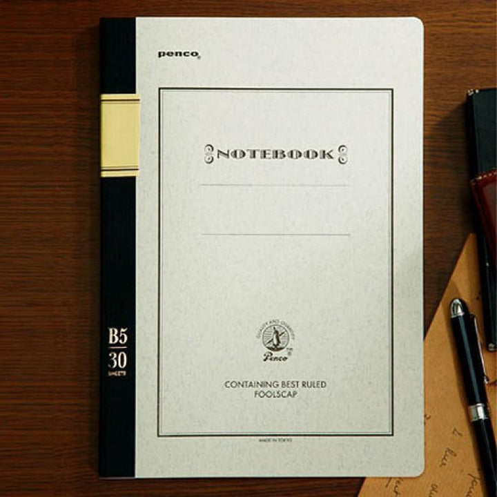 Hightide - Foolscap Notebook Black - B5 Ruled Notebook (25.2 x 17.8cm)