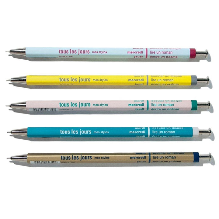 Mark's - Days Pastel Colors - Wooden Retractable Ballpoint Pen (15.3cm)