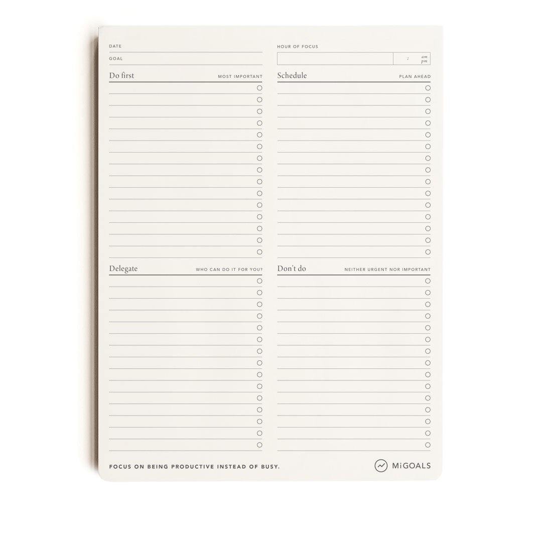 MiGoals - Productivity Pad Focus - Task Planner B5 (18 x 24 cm ...