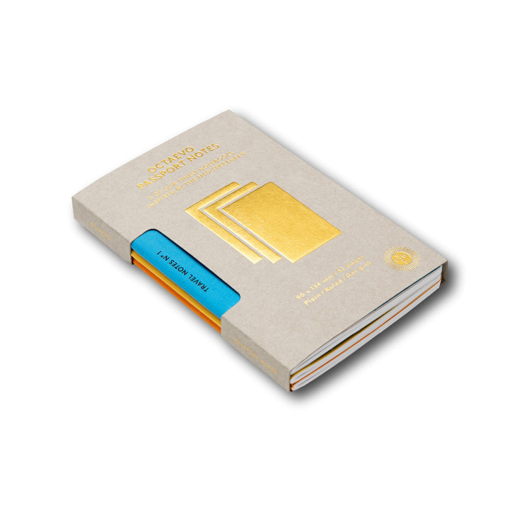 Octaevo - Passeport Travel Notes - Lot de 3 carnets A6 en filet uni, ligné et pointillé (9 x 13,5 cm)