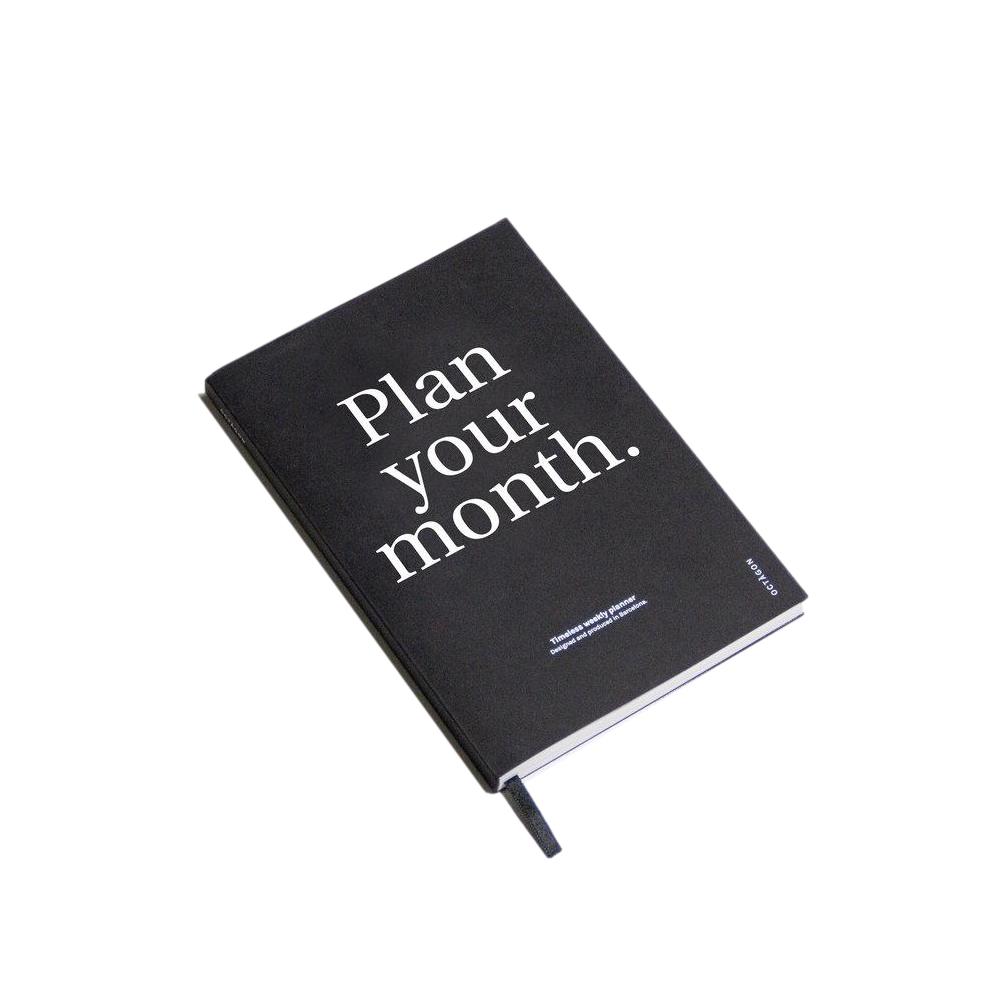 Octagon Design – Plan Your Month Planner Black – A5 Monthly Planner Bl ...