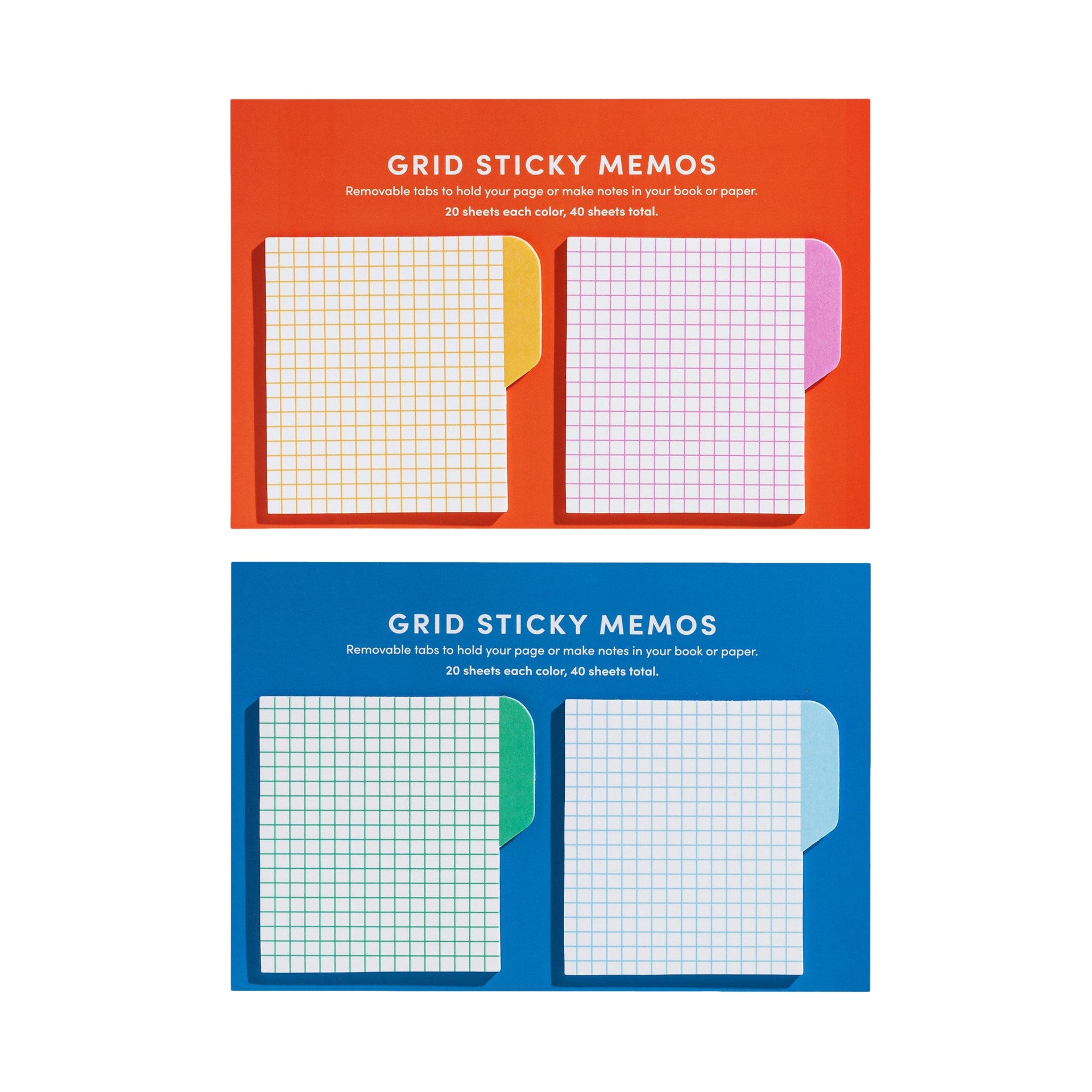 Poketo - Grid Sticky Memo - Set of squared sticky notes various colors ...