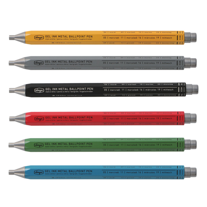Mark's - Days Gel Metal - Metal Retractable Ballpoint Pen, 13.7 cm