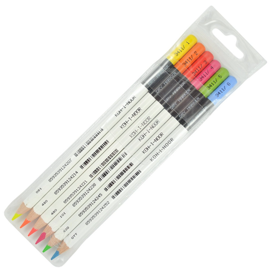 Koh-I-Noor 3415 Dry Highlighter Pencils Assorted Set of 6